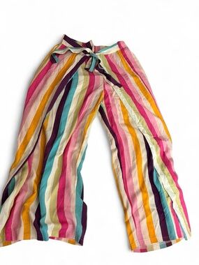 Aqua Multicolor Striped Rayon Top - Pink, Teal, Purple